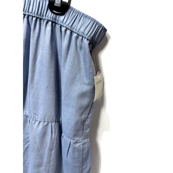 Women's Long Flowy Maxi Skirt Blue Denim Like Size XL, New w/ Elastic Waistband - Picture 3 of 9